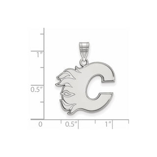 10k White Gold NHL LogoArt Calgary Flames Letter C Large Pendant