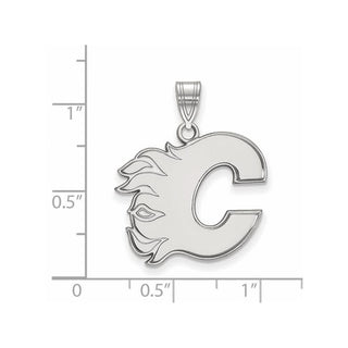 14k White Gold NHL LogoArt Calgary Flames Letter C Large Pendant