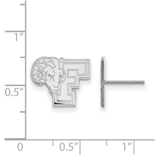 Sterling Silver Rhodium-plated LogoArt Fordham University Ram Small Post Earrings