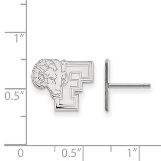 10k White Gold LogoArt Fordham University Ram Small Post Earrings