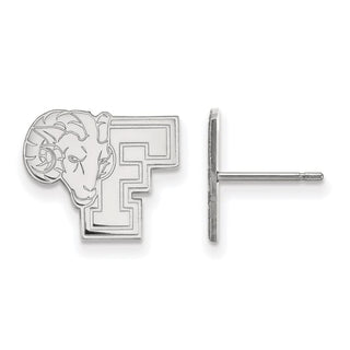 10k White Gold LogoArt Fordham University Ram Small Post Earrings