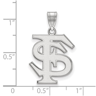 Sterling Silver Rhodium-plated LogoArt Florida State University F-S Large Pendant