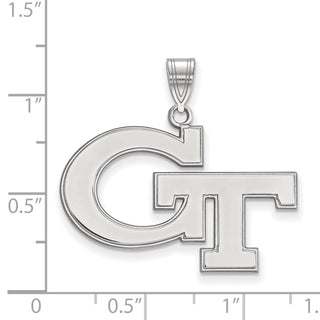 Sterling Silver Rhodium-plated LogoArt Georgia Institute of Technology G-T Large Pendant