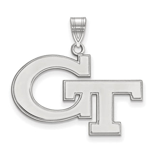 Sterling Silver Rhodium-plated LogoArt Georgia Institute of Technology G-T Large Pendant