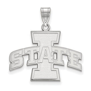 Sterling Silver Rhodium-plated LogoArt Iowa State University Large Pendant