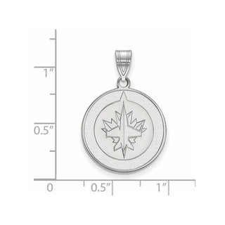 Sterling Silver Rhodium-plated NHL LogoArt Winnipeg Jets Large Pendant
