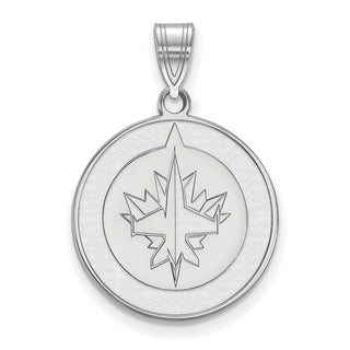 Sterling Silver Rhodium-plated NHL LogoArt Winnipeg Jets Large Pendant