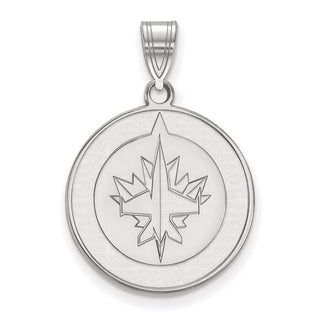 Sterling Silver Rhodium-plated NHL LogoArt Winnipeg Jets Large Pendant