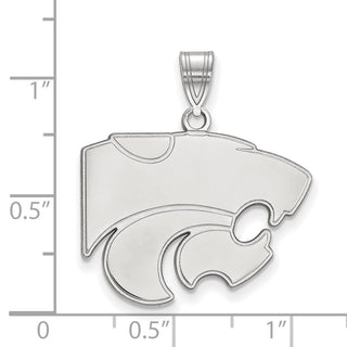 Sterling Silver Rhodium-plated LogoArt Kansas State University Wildcat Large Pendant