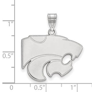 Sterling Silver Rhodium-plated LogoArt Kansas State University Wildcat Large Pendant