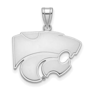 Sterling Silver Rhodium-plated LogoArt Kansas State University Wildcat Large Pendant