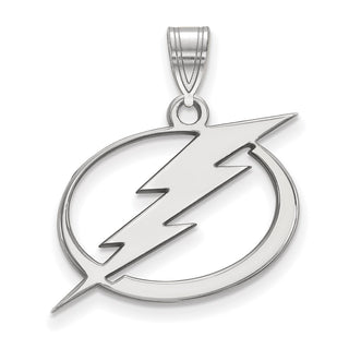 Sterling Silver Rhodium-plated NHL LogoArt Tampa Bay Lightning Large Pendant