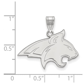 Sterling Silver Rhodium-plated LogoArt Montana State University Bobcat Large Pendant