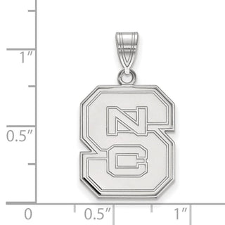 14k White Gold LogoArt North Carolina State University N-C-S Large Pendant