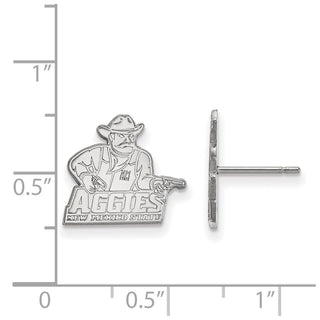Sterling Silver Rhodium-plated LogoArt New Mexico State University Aggies Small Post Earrings
