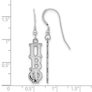 Sterling Silver Rhodium-plated LogoArt Pi Beta Phi Sorority Greek Letters Small Dangle Earrings