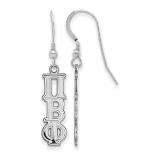 Sterling Silver Rhodium-plated LogoArt Pi Beta Phi Sorority Greek Letters Small Dangle Earrings