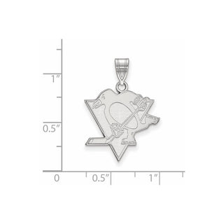 Sterling Silver Rhodium-plated NHL LogoArt Pittsburgh Penguins Large Pendant