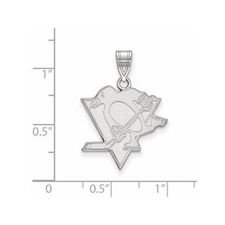Sterling Silver Rhodium-plated NHL LogoArt Pittsburgh Penguins Large Pendant