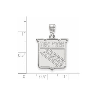 Sterling Silver Rhodium-plated NHL LogoArt New York Rangers Large Pendant