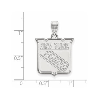 14k White Gold NHL LogoArt New York Rangers Large Pendant