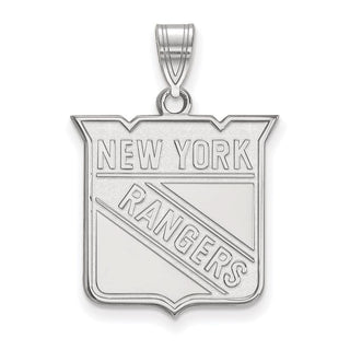 14k White Gold NHL LogoArt New York Rangers Large Pendant