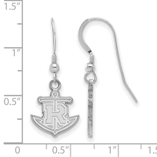 Sterling Silver Rhodium-plated LogoArt Rollins College Anchor Small Dangle Wire Earrings