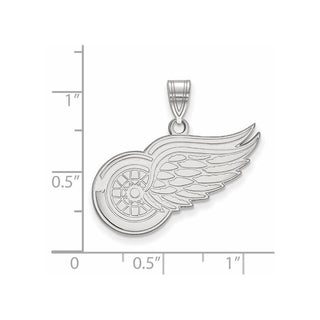 Sterling Silver Rhodium-plated NHL LogoArt Detroit Red Wings Large Pendant