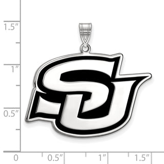 Sterling Silver Rhodium-plated LogoArt Southern University Jaguars Extra Large Enameled Pendant