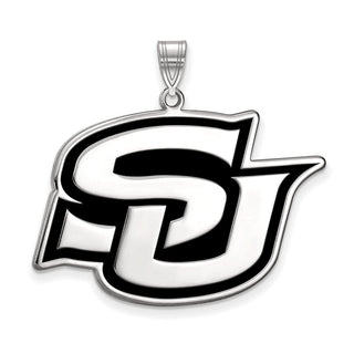 Sterling Silver Rhodium-plated LogoArt Southern University Jaguars Extra Large Enameled Pendant