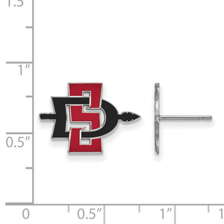 Sterling Silver Rhodium-plated LogoArt San Diego State University Small Enameled Post Earrings