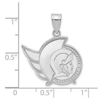 Sterling Silver Rhodium-plated NHL LogoArt Ottawa Senators Large Pendant