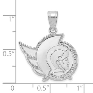 Sterling Silver Rhodium-plated NHL LogoArt Ottawa Senators Large Pendant