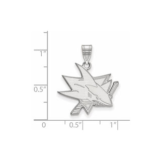 Sterling Silver Rhodium-plated NHL LogoArt San Jose Sharks Large Pendant