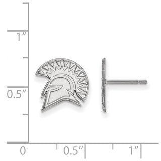 Sterling Silver Rhodium-plated LogoArt San Jose State University Spartan Small Post Earrings