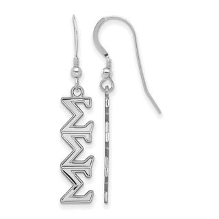 Sterling Silver Rhodium-plated LogoArt Sigma Sigma Sigma Sorority Greek Letters Medium Dangle Earrings