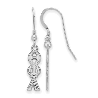 Sterling Silver Rhodium-plated LogoArt Theta Phi Alpha Sorority Greek Letters Small Dangle Earrings