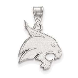 Sterling Silver Rhodium-plated LogoArt Texas State University Bobcat Large Pendant
