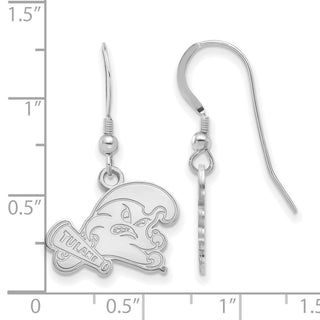 Sterling Silver Rhodium-plated LogoArt Tulane University Small Dangle Wire Earrings