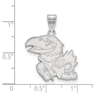 10k White Gold LogoArt University of Kansas Jayhawk Large Pendant