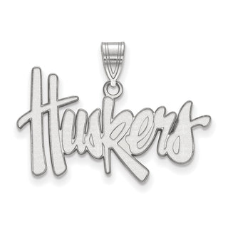 14k White Gold LogoArt University of Nebraska Huskers Large Pendant