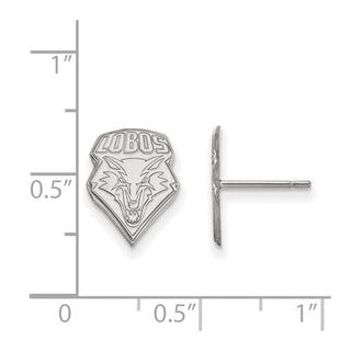 Sterling Silver Rhodium-plated LogoArt University of New Mexico Lobos Small Post Earrings