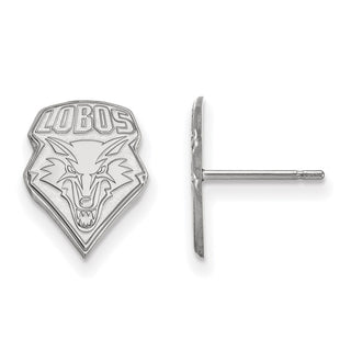 Sterling Silver Rhodium-plated LogoArt University of New Mexico Lobos Small Post Earrings