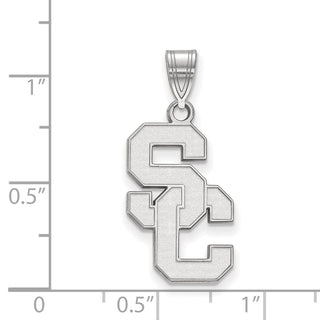 14k White Gold LogoArt University of Southern California S-C Large Pendant