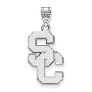 Sterling Silver Rhodium-plated LogoArt University of Southern California S-C Large Pendant
