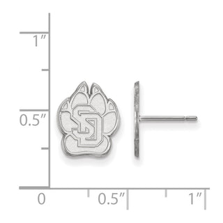 14k White Gold LogoArt University of South Dakota Small Post Earrings