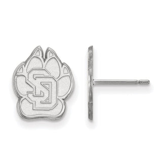 Sterling Silver Rhodium-plated LogoArt University of South Dakota Small Post Earrings