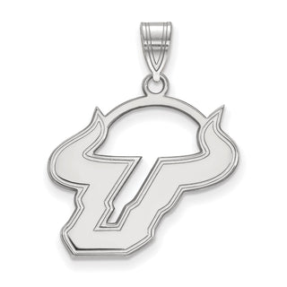 Sterling Silver Rhodium-plated LogoArt University of South Florida Bull Large Pendant