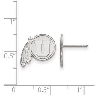 14k White Gold LogoArt University of Utah Small Post Earrings