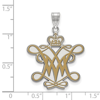 Sterling Silver Rhodium-plated LogoArt College of William and Mary Extra Large Enameled Pendant